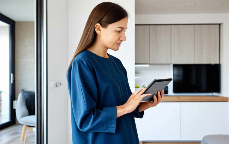**Prompt 1:** A professional adult woman, fully clothed in modest, comfortable home attire, standing in a bright, modern living room. She is holding a tablet, carefully analyzing real-time energy consumption data displayed on the screen. In the background, a subtle smart energy meter is visible on a wall. The room is filled with natural light, reflecting an efficient and comfortable home environment. Perfect anatomy, correct proportions, natural pose, well-formed hands, proper finger count. Safe for work, appropriate content, fully clothed, family-friendly, high-quality professional photography, detailed, realistic.