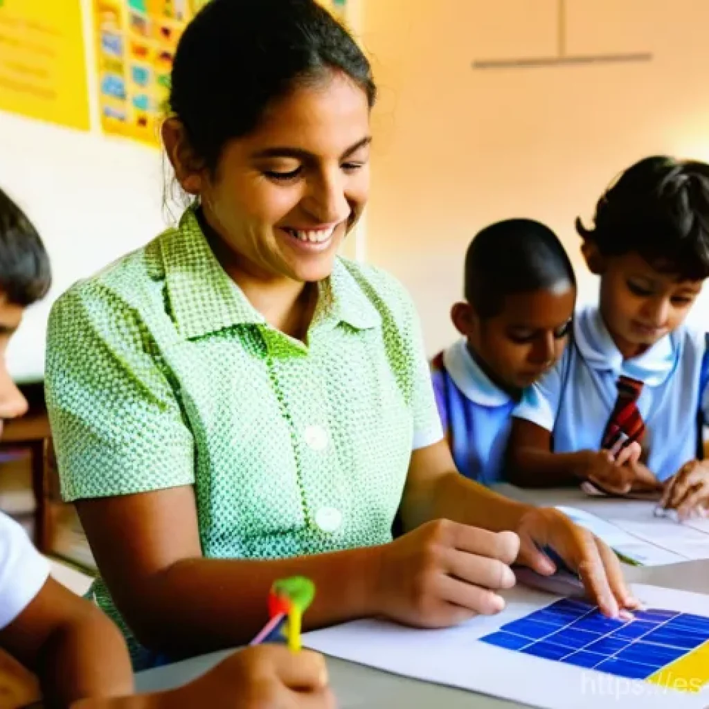 에너지 관리 교육 생태계 구축 - **Prompt:** A vibrant, sunlit classroom in a primary school in Andaluc&iacute;a, Spain. A diverse group of ...
