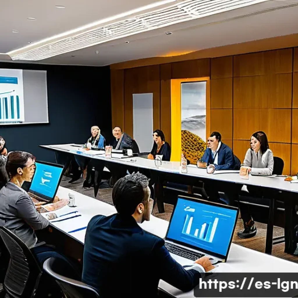 에너지 관리 공모전 참여 방법 - A modern conference room filled with diverse professionals attending a webinar on energy management ...