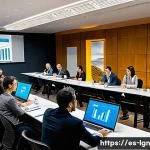 Home 22 에너지 관리 공모전 참여 방법 - A modern conference room filled with diverse professionals attending a webinar on energy management ...