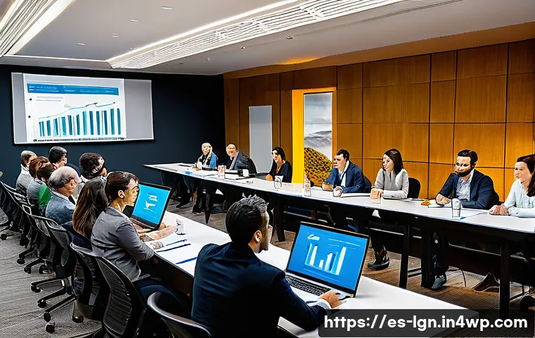 에너지 관리 공모전 참여 방법 - A modern conference room filled with diverse professionals attending a webinar on energy management ...