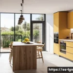 Home 20 에너지 관리와 소비자 행동 변화 - A modern Spanish kitchen interior showcasing energy-efficient appliances with visible A++ energy rat...